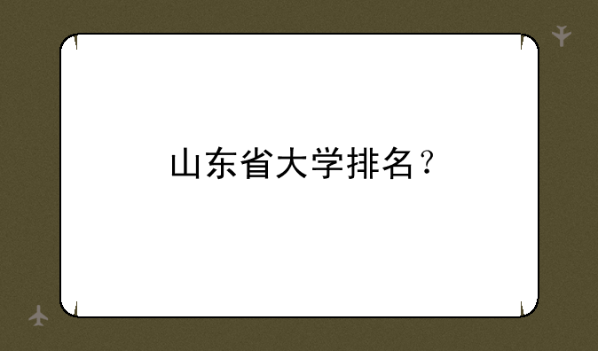 山东省大学排名？