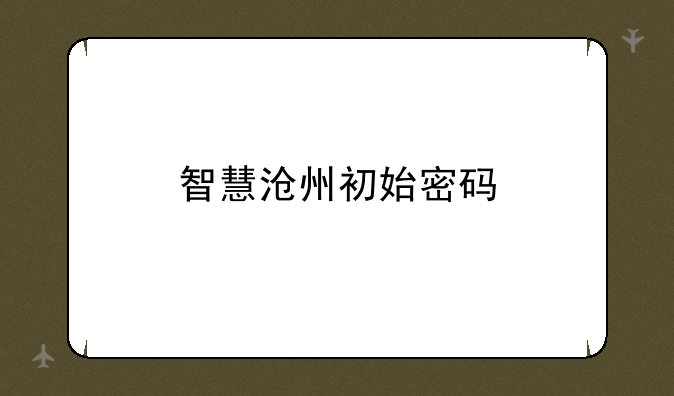 智慧沧州初始密码