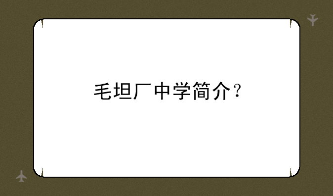 毛坦厂中学简介？