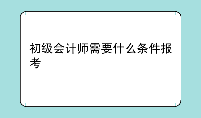 初级会计师需要什么条件报考