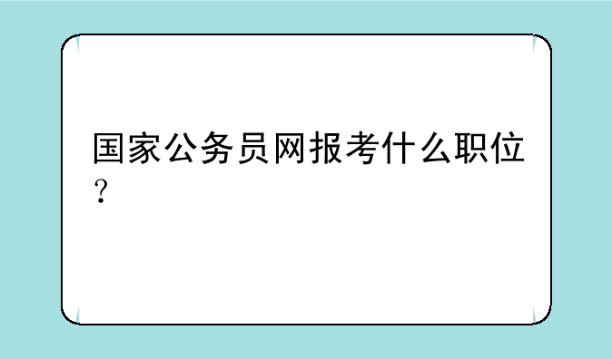 国家公务员网报考什么职位？