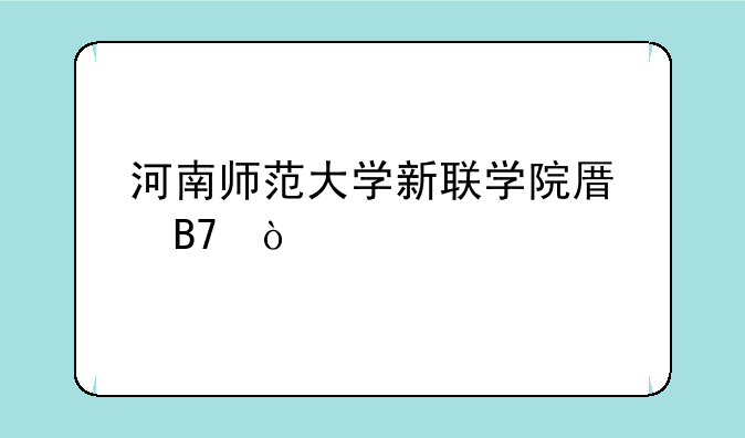 河南师范大学新联学院原名？