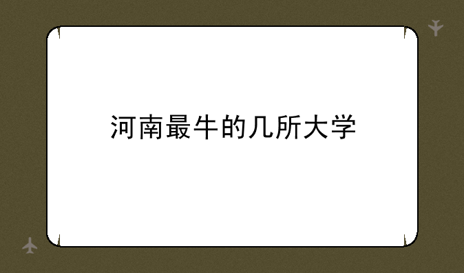 河南最牛的几所大学