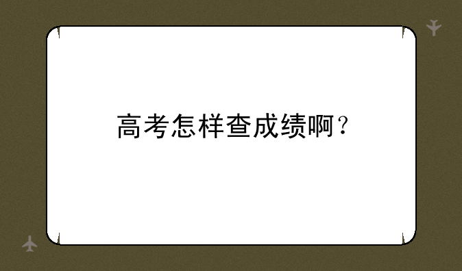 高考怎样查成绩啊？