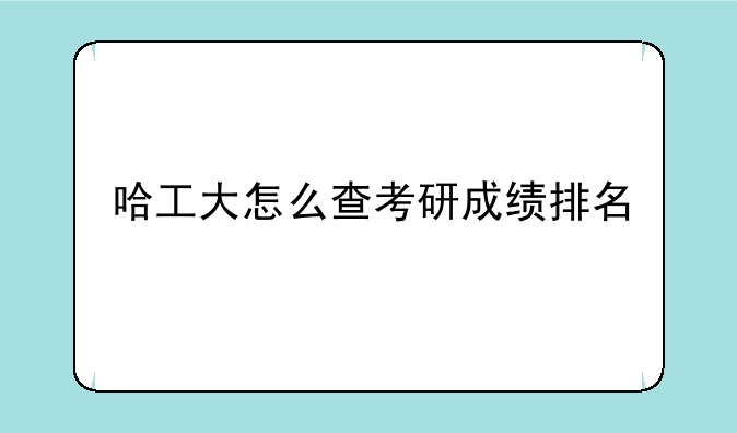 哈工大怎么查考研成绩排名