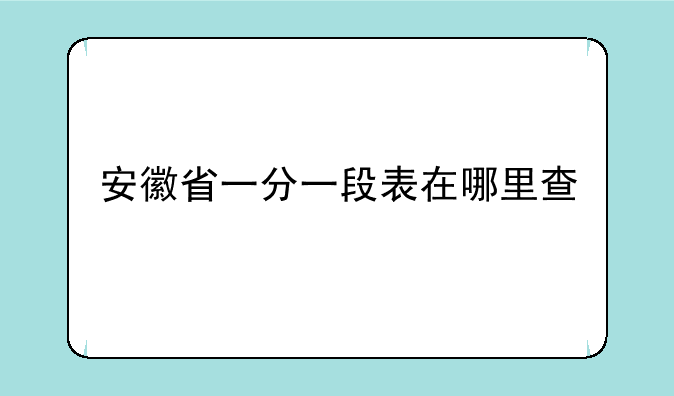 安徽省一分一段表在哪里查
