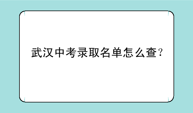 武汉中考录取名单怎么查？