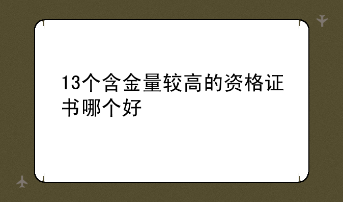 13个含金量较高的资格证书哪个好