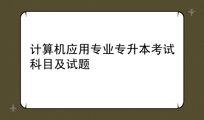 计算机应用专业专升本考试科目及试题