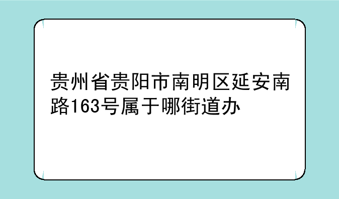 贵州省贵阳市南明区延安南路163号属于哪街道办
