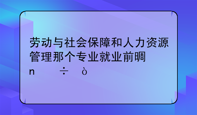 劳动与社会保障和人力资源管理那个专业就业前景更好？