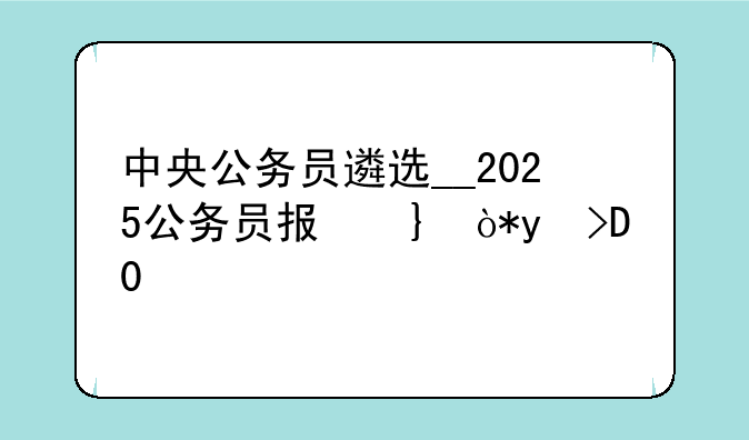中央公务员遴选__2025公务员报名入口