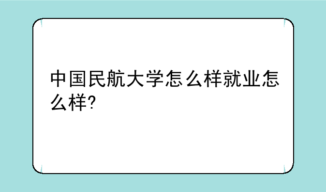 中国民航大学怎么样就业怎么样?