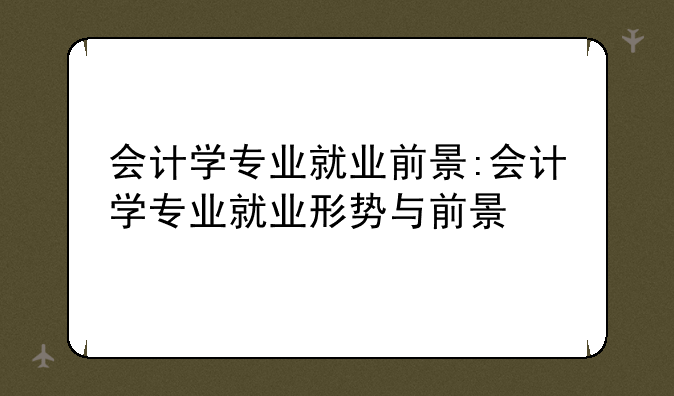 会计学专业就业前景:会计学专业就业形势与前景