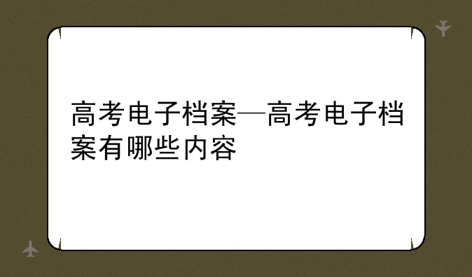 高考电子档案—高考电子档案有哪些内容