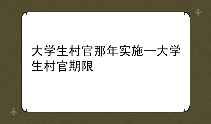 大学生村官那年实施—大学生村官期限