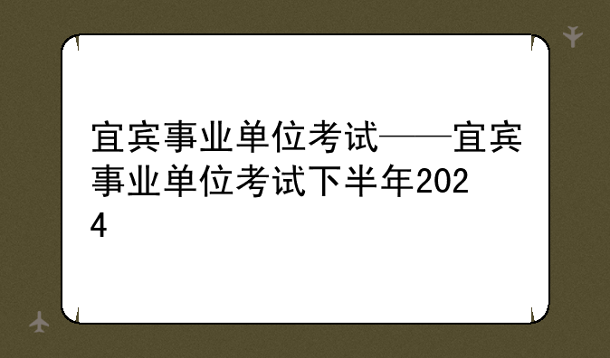 宜宾事业单位考试——宜宾事业单位考试下半年2024