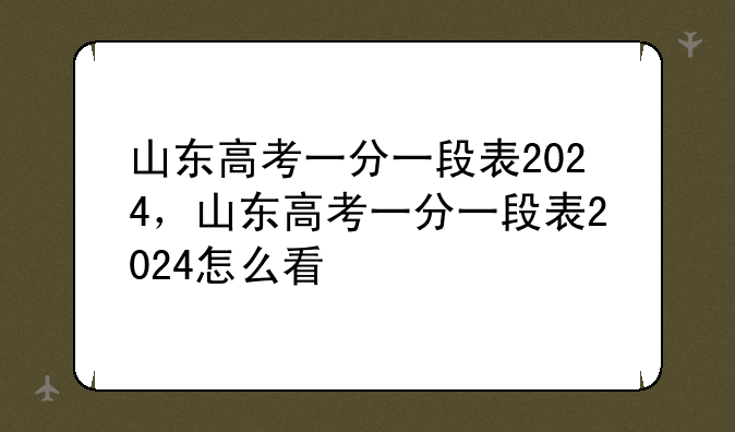 山东高考一分一段表2024，山东高考一分一段表2024怎么看