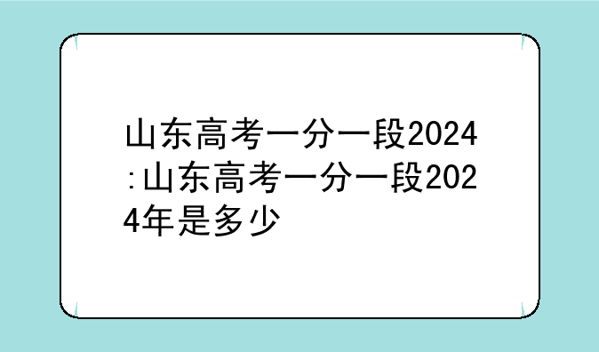 山东高考一分一段2024:山东高考一分一段2024年是多少