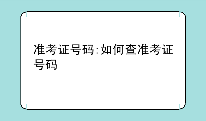 准考证号码:如何查准考证号码
